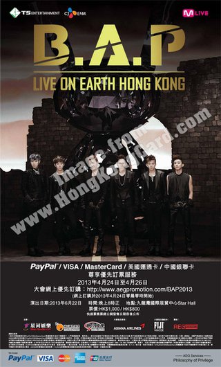 B.A.P. Live On Earth Hong Kong演唱會優先訂票服務 (EPS)
