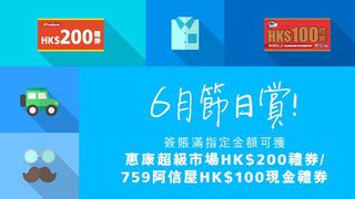 6月節日賞 惠康 超級市場 HK$200 禮券